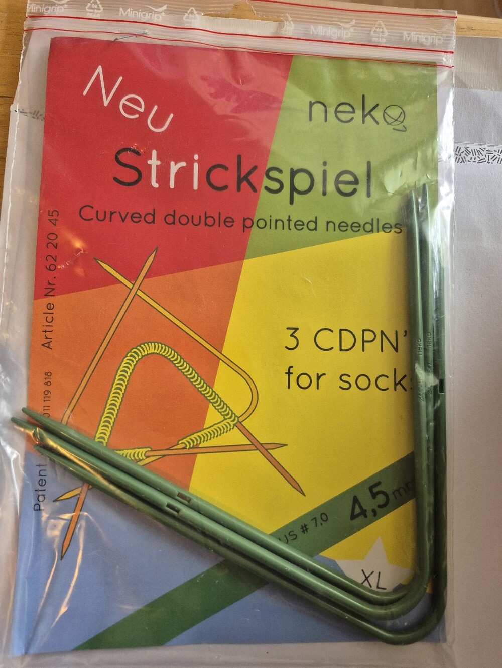 Neko Curved Double Pointed Knitting Needles -set Of 3